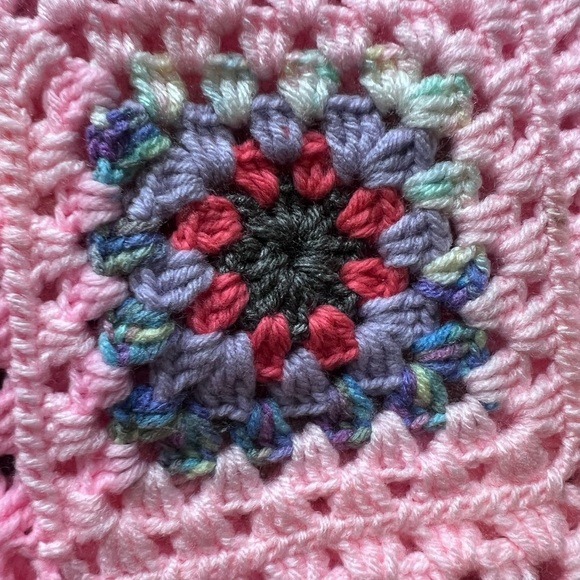 Large Granny Square Crochet Blanket Knit Quilt Handmade Boho 75 X 92 - Picture 12 of 14